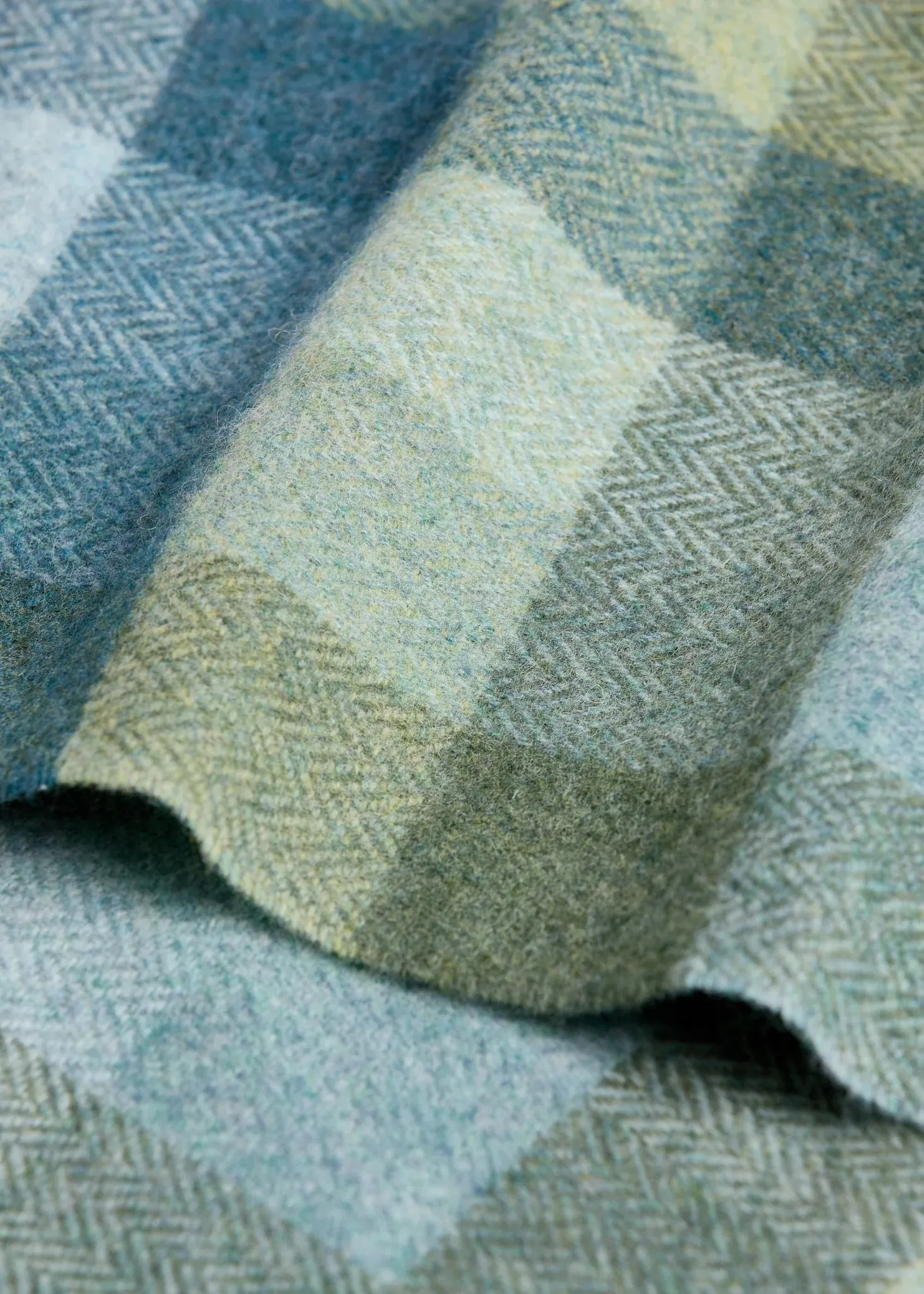 Foxford Lambswool Scarf | Green & Blue Check