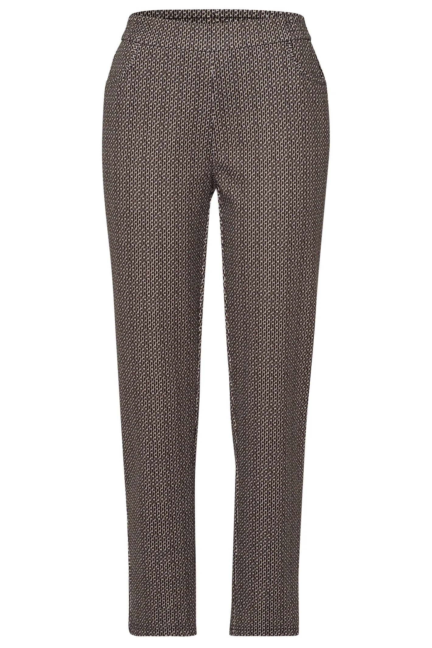 Frank Walder 209604 543 087 Brown Chain Link Print Pull-On Trousers