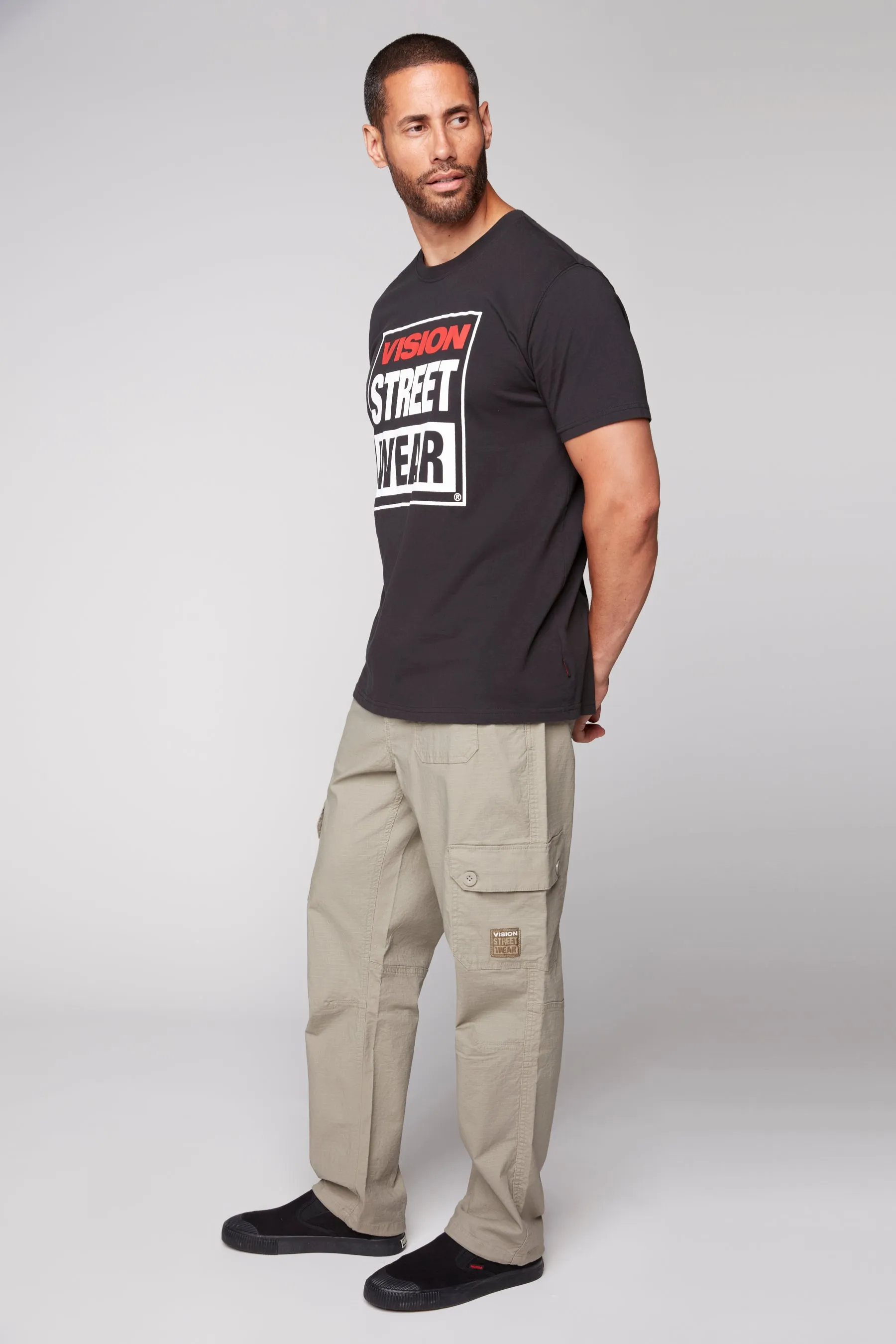 GELFAND - Loose Fit Cargo Pant with Adjustable Hems - Light Olive Ripstop