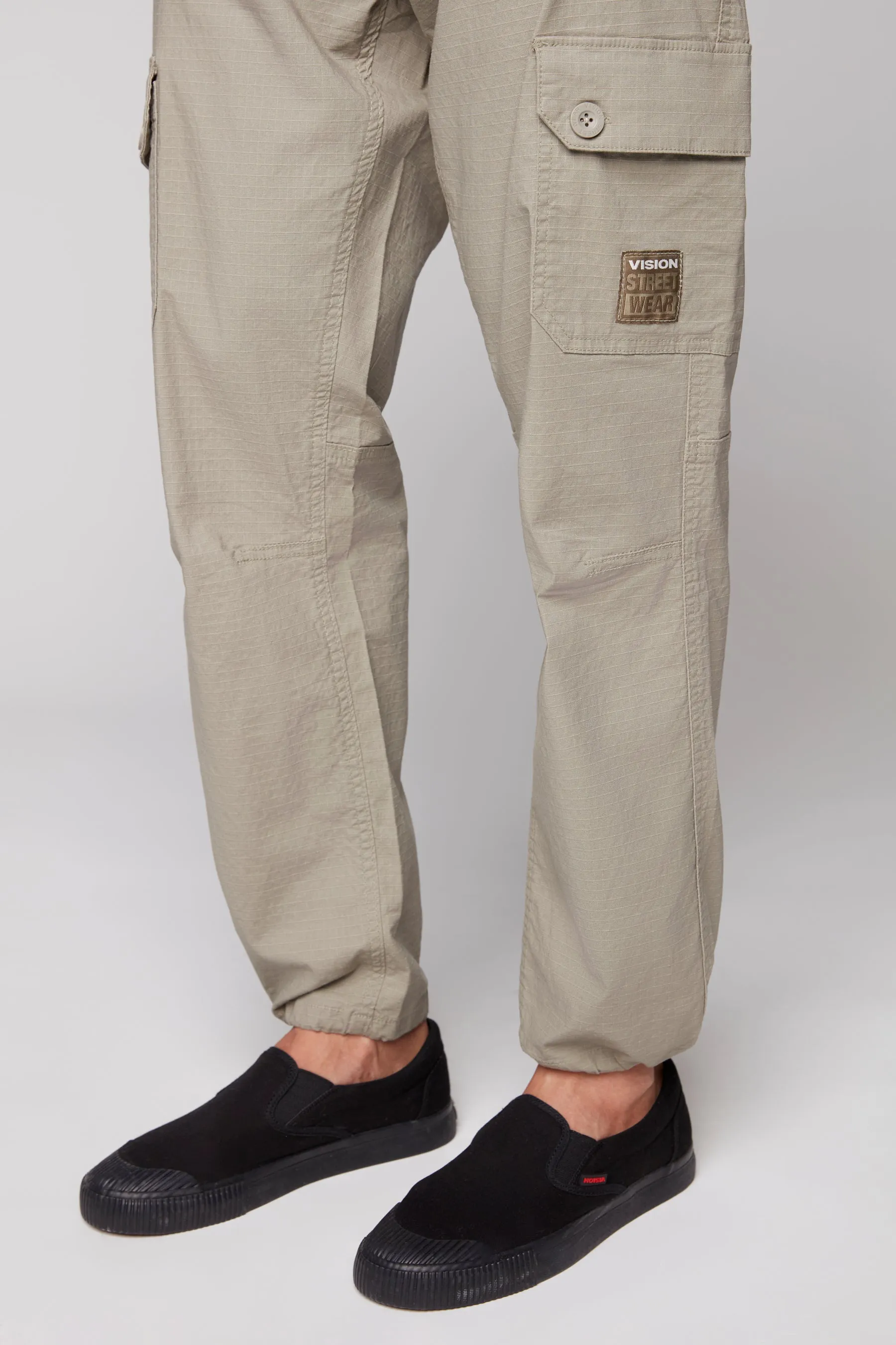 GELFAND - Loose Fit Cargo Pant with Adjustable Hems - Light Olive Ripstop