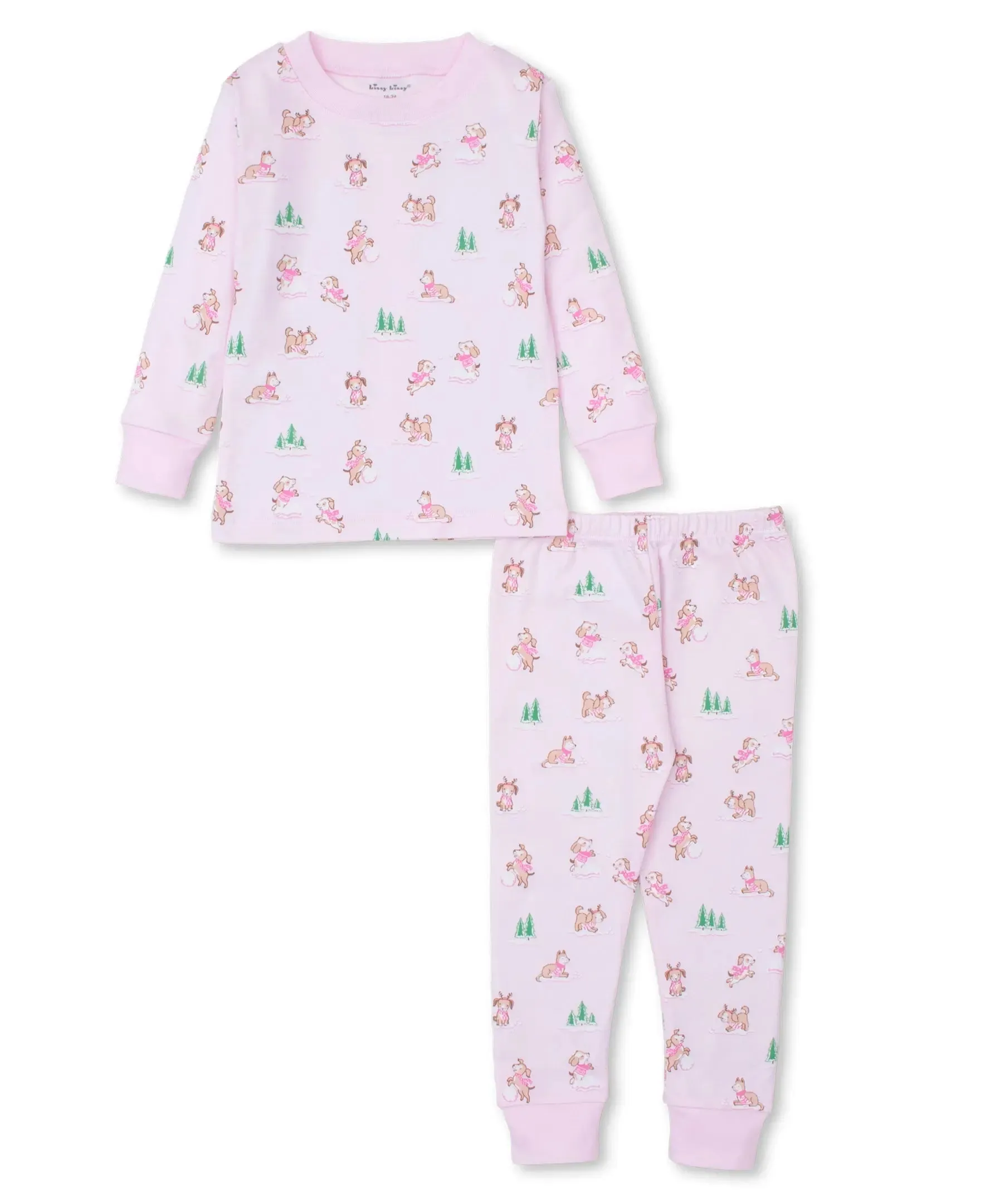 Girls Long Pyjamas - Puppy Snowball Pranks