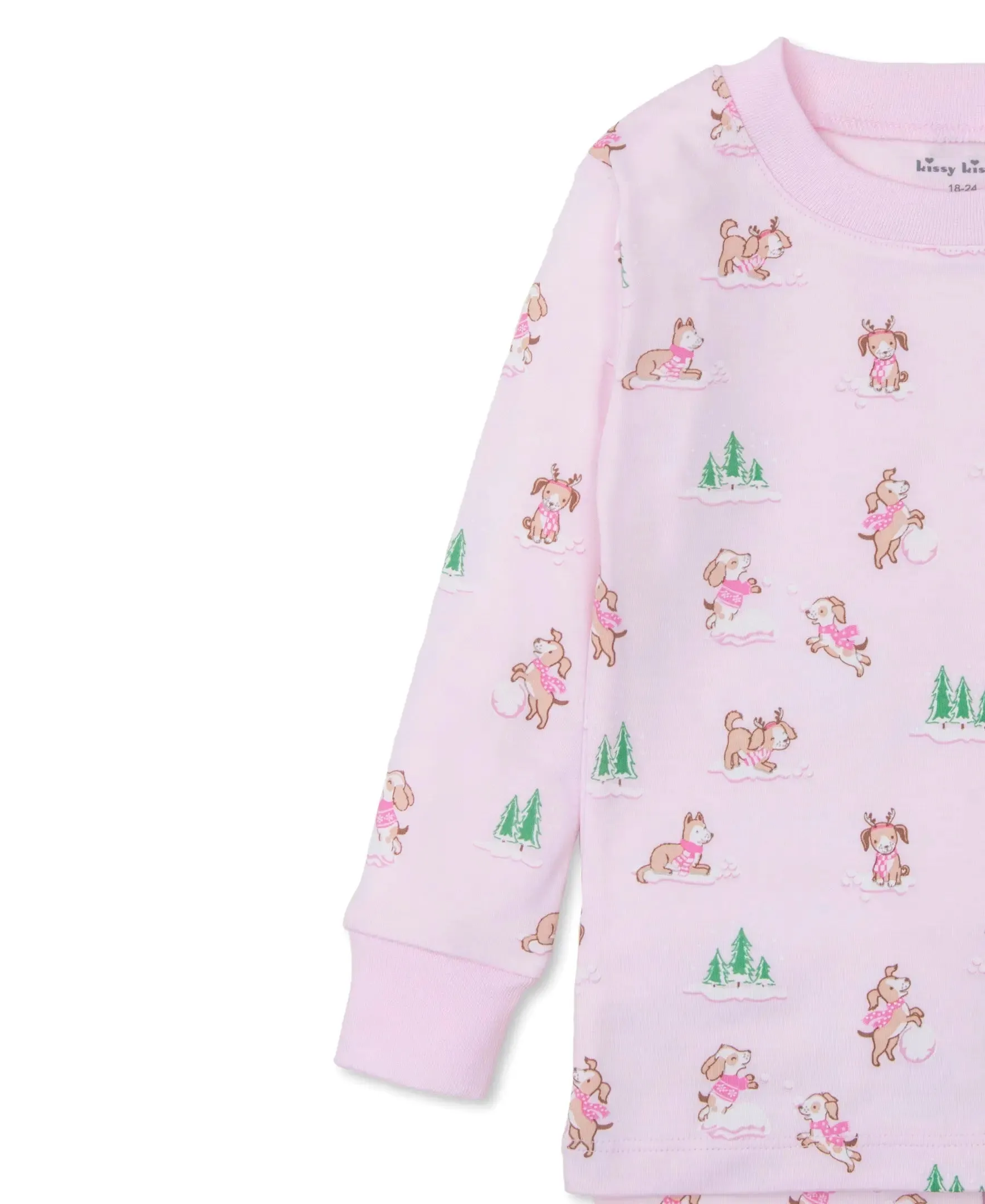Girls Long Pyjamas - Puppy Snowball Pranks