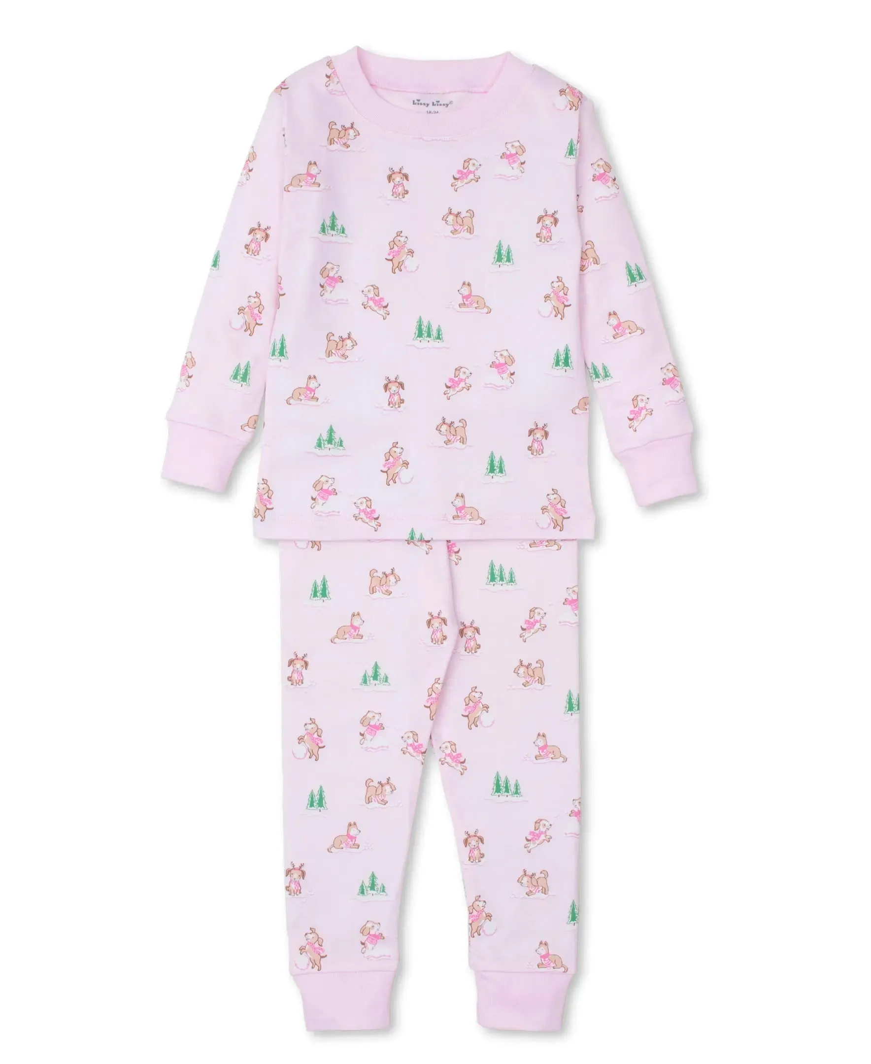 Girls Long Pyjamas - Puppy Snowball Pranks