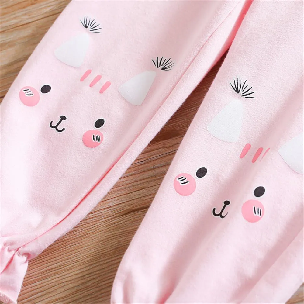 Girls Pocket Cute Solid Color Trousers