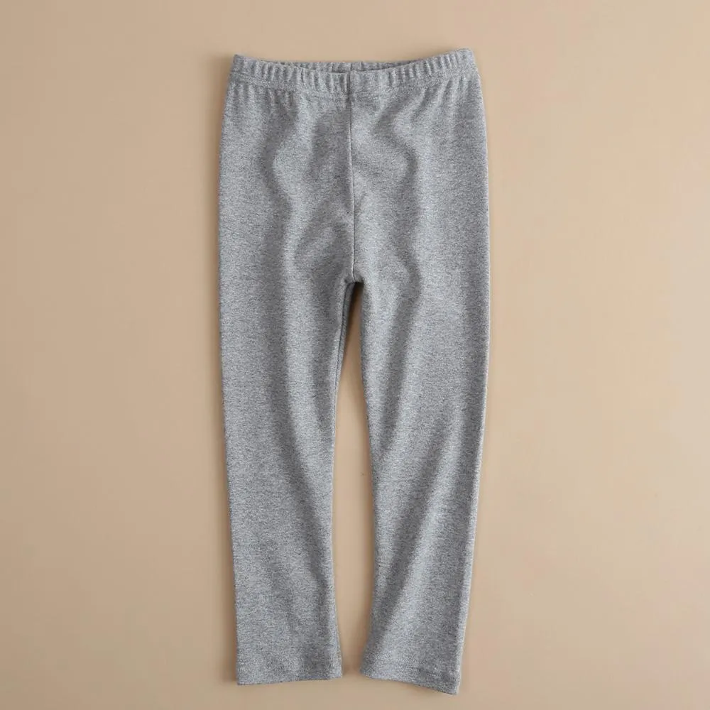 Girls Soft Solid Color Elastic Waist Trousers