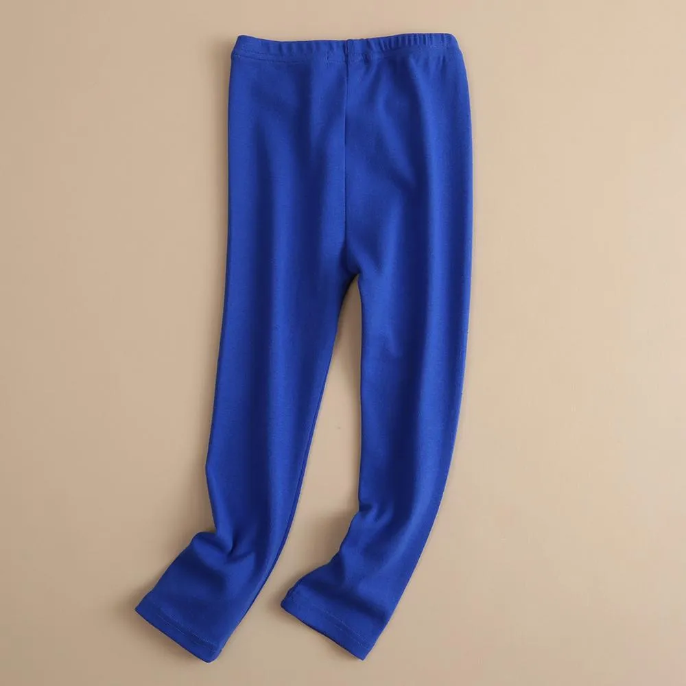 Girls Soft Solid Color Elastic Waist Trousers