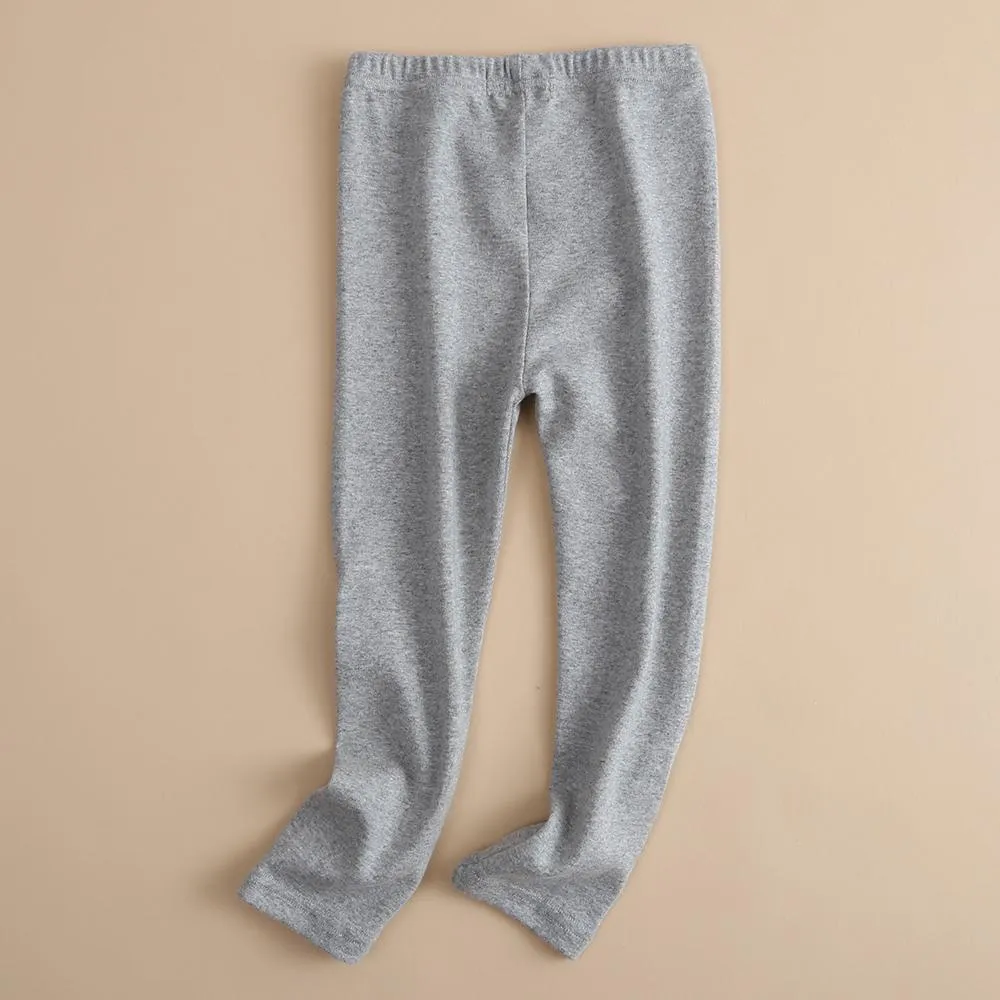 Girls Soft Solid Color Elastic Waist Trousers