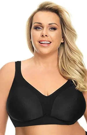 Gorsenia Women's Anya Black Non-Padded Non-Wired Full Cup Bra 32D