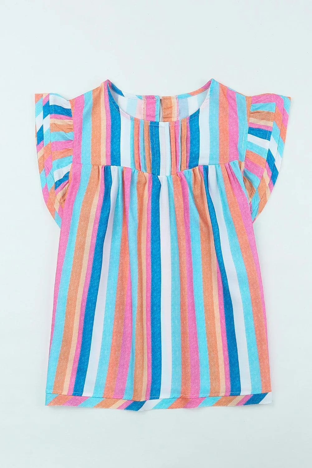 Have Fun Flutter Sleeve Striped Blouse