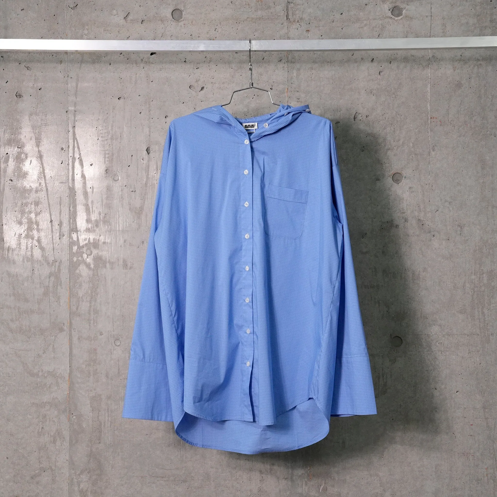 HOODED BUTTON UP SHIRT / BLUE