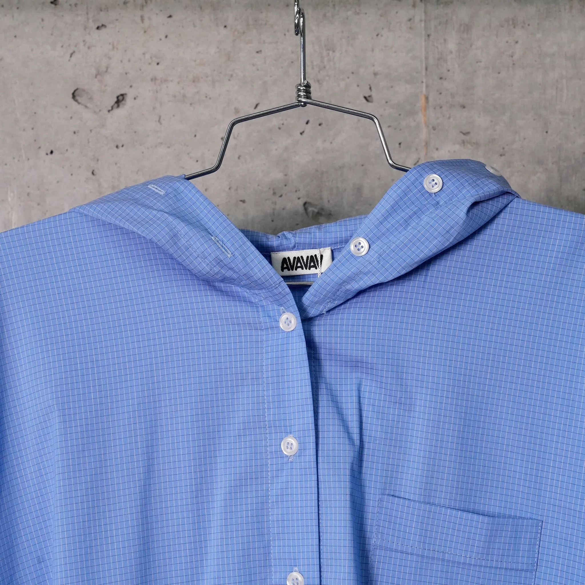 HOODED BUTTON UP SHIRT / BLUE