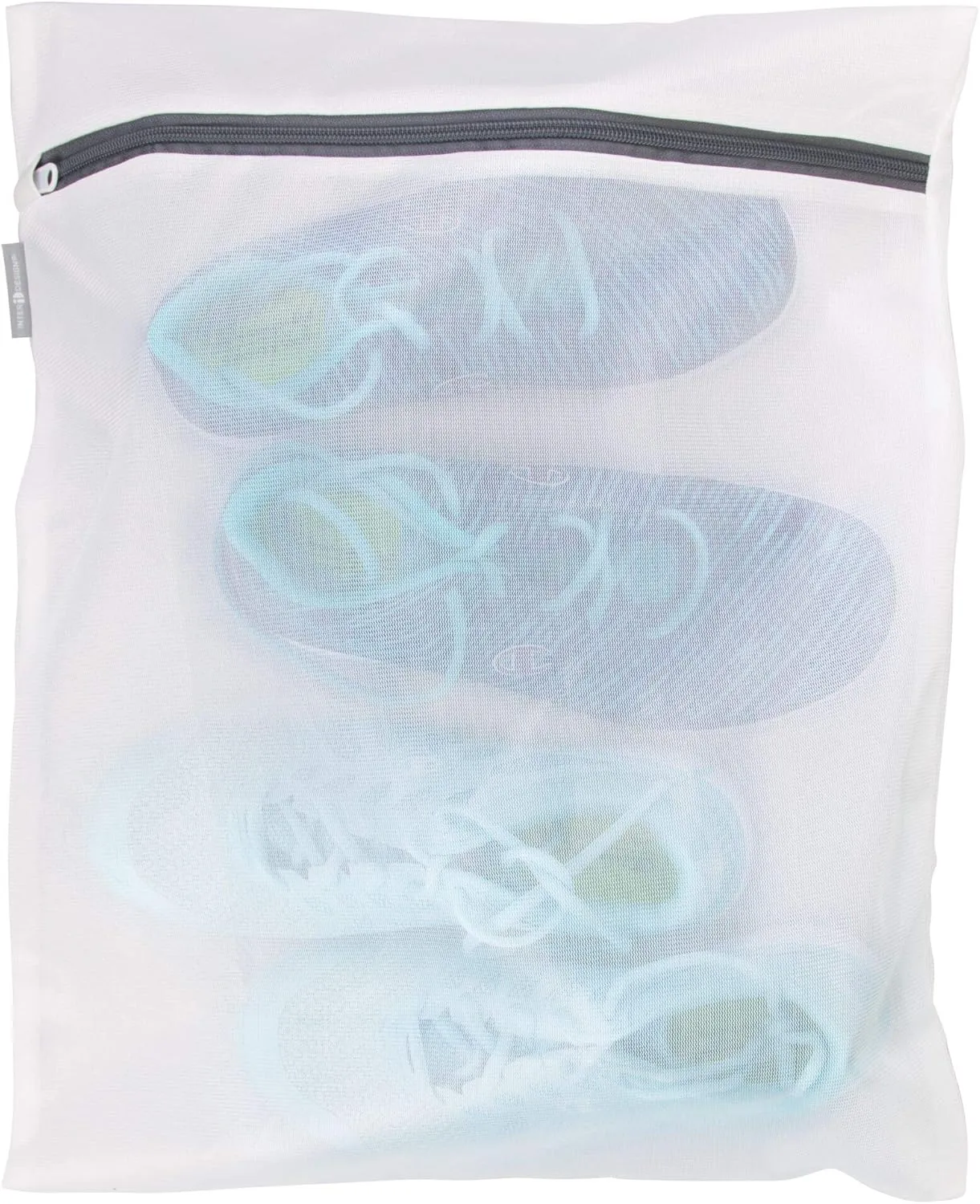 iDesign Mesh Laundry Bag Built in Zipper for Delicates, 16" x 0.5" x 20", Large