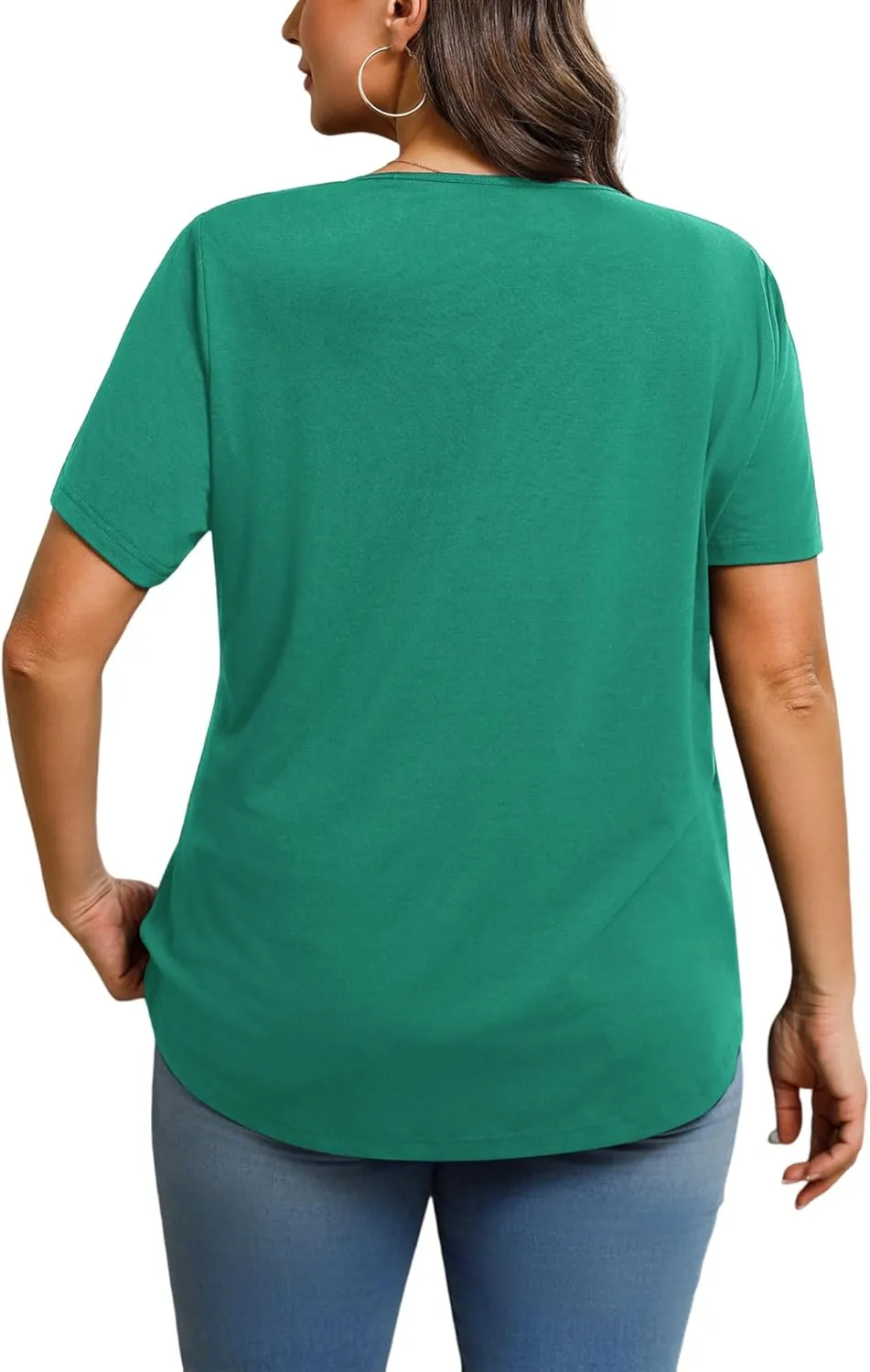 IN'VOLAND Womens Plus Size Tunic Top Summer Short Sleeve T-Shirt V-neck Button Up Dressy Blouse Casual Pleated Pullover 1X-5X