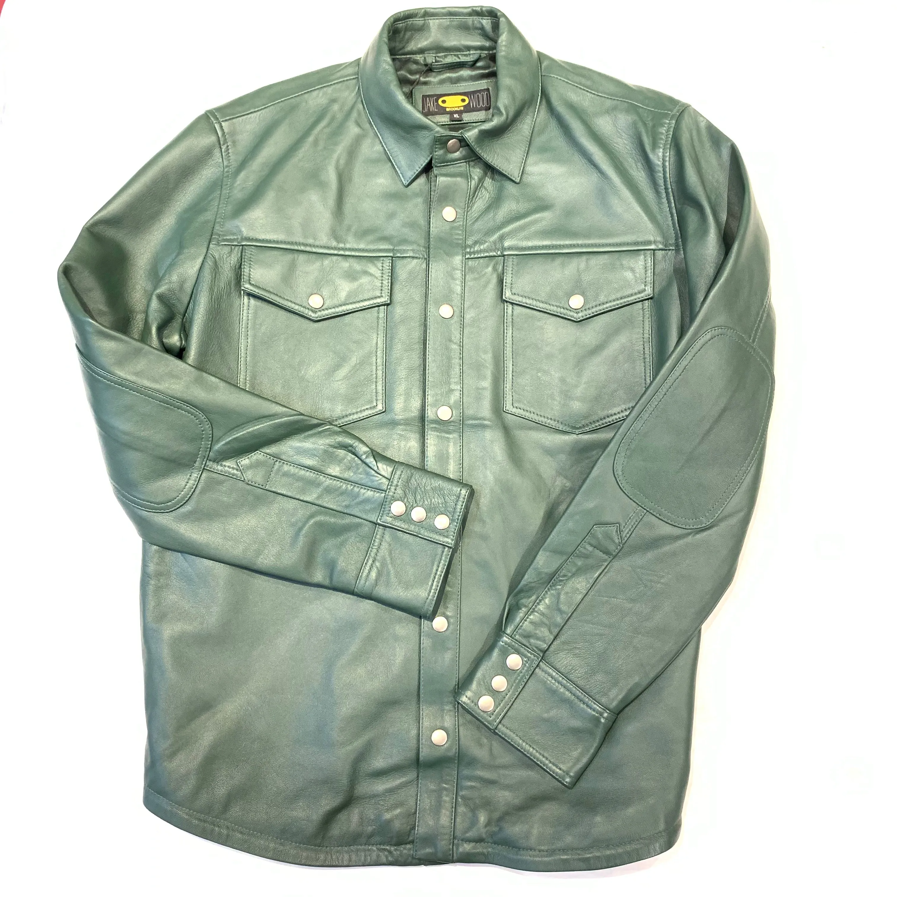 Kashani Men's Forest Green Lambskin Button-Up Shirt
