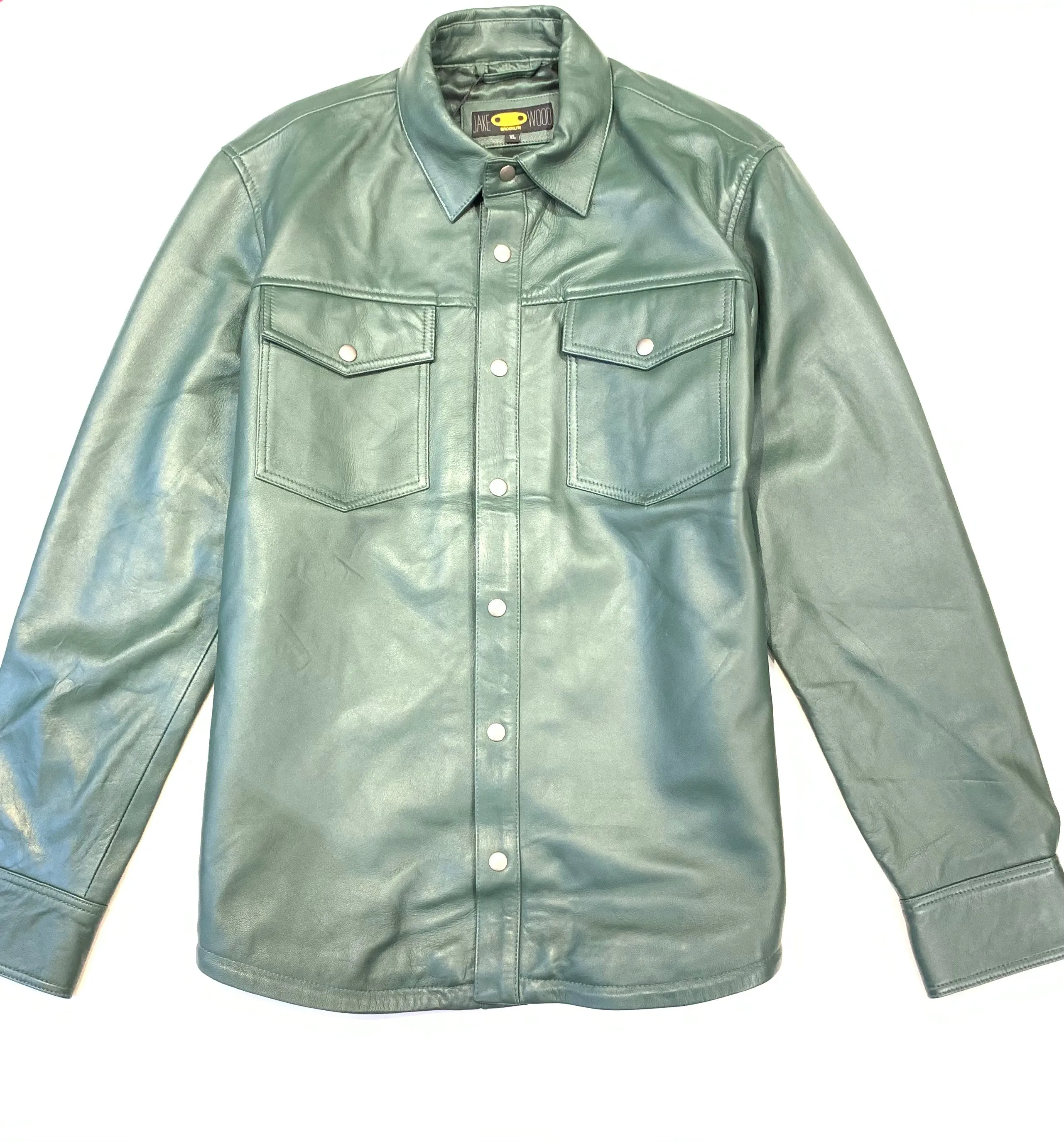 Kashani Men's Forest Green Lambskin Button-Up Shirt