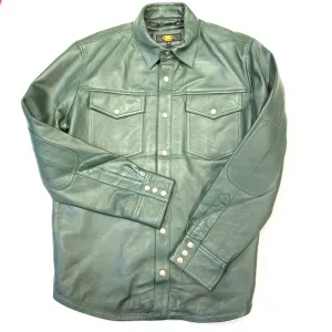 Kashani Men's Forest Green Lambskin Button-Up Shirt
