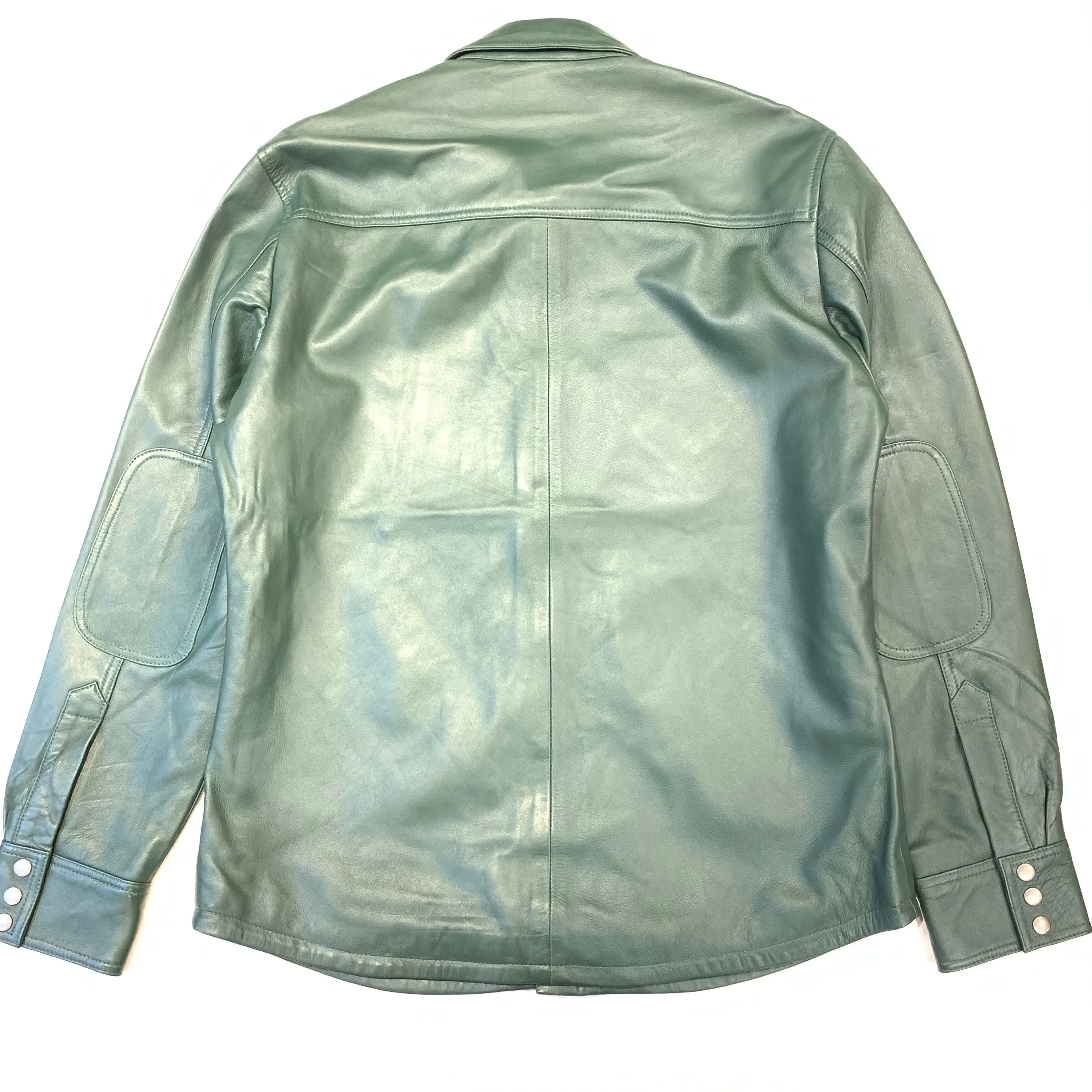 Kashani Men's Forest Green Lambskin Button-Up Shirt
