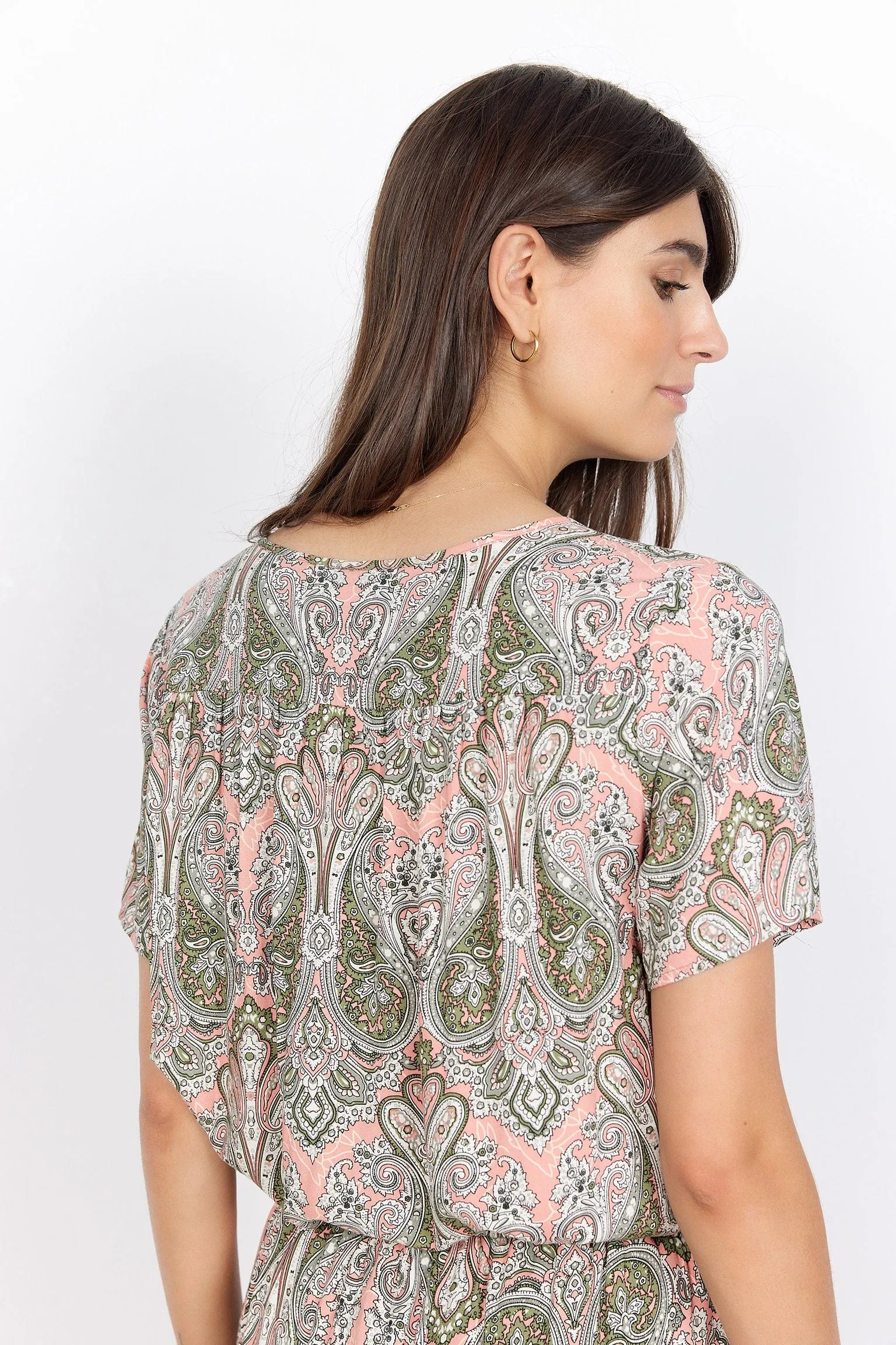 Kija Printed Short Sleeve Blouse - Coral Haze Combi