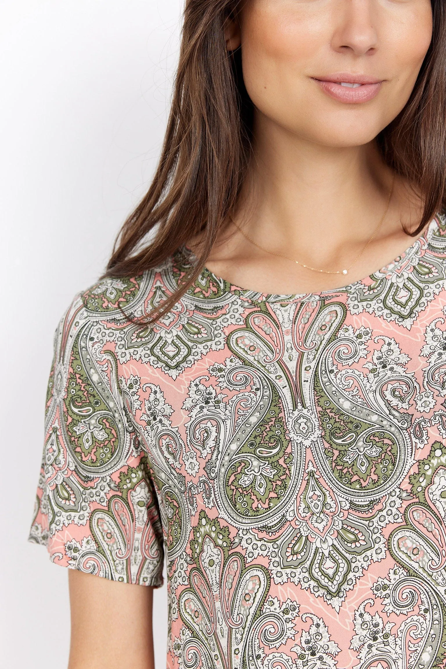 Kija Printed Short Sleeve Blouse - Coral Haze Combi