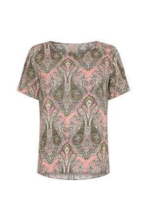 Kija Printed Short Sleeve Blouse - Coral Haze Combi