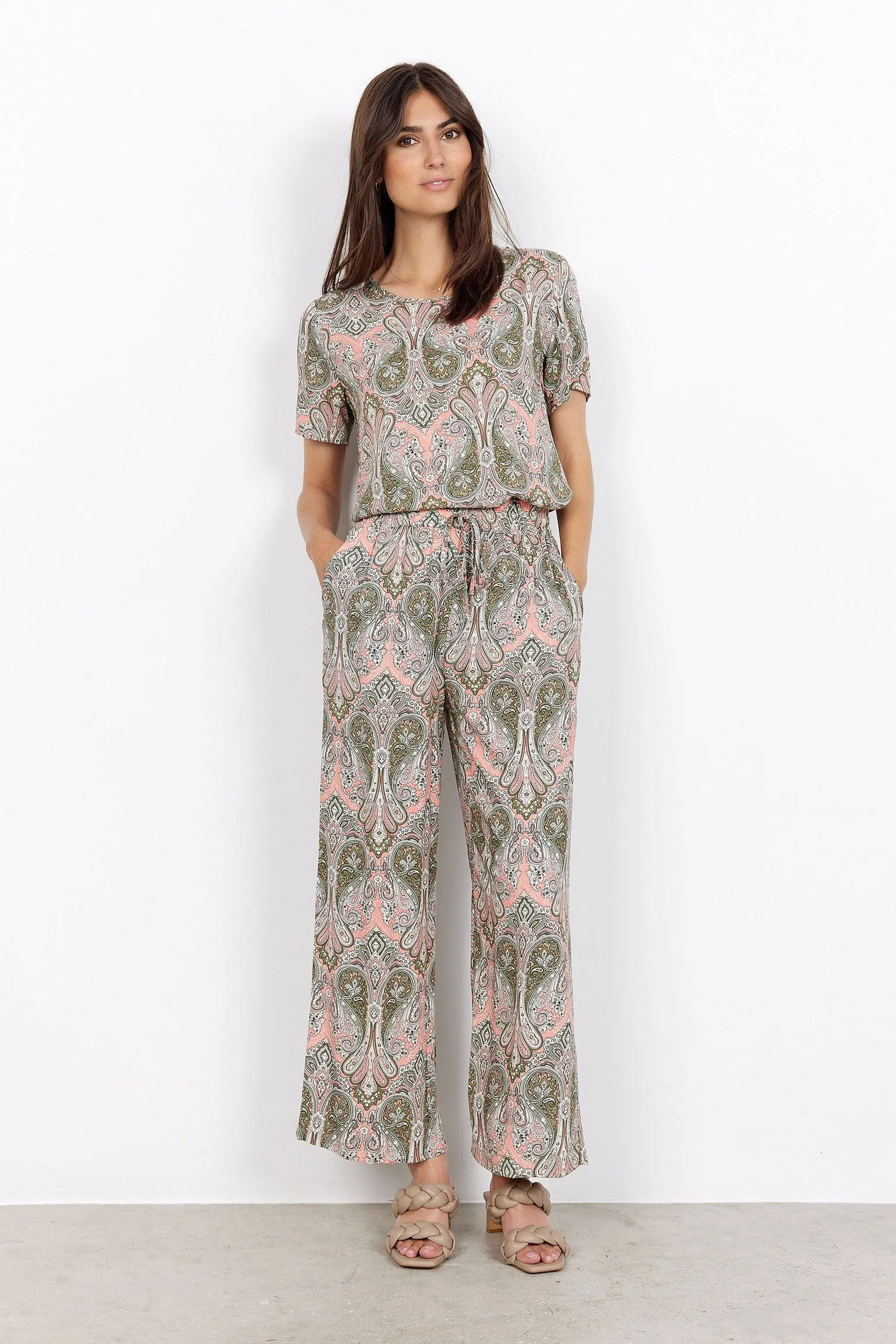 Kija Printed Short Sleeve Blouse - Coral Haze Combi