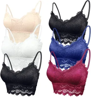 Lace Bandeau Bras with Strap Sunflower Wrapped Bralettes Deep V Neck Padded Sports Bra Bralette for Women Multipack