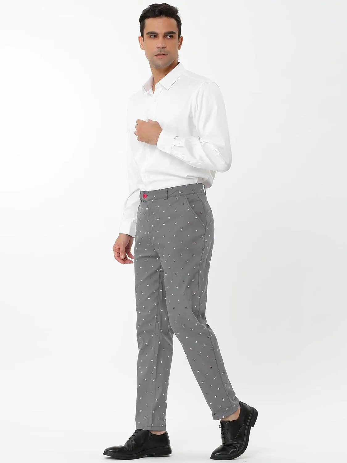 Lars Amadeus Men's Business Trousers Casual Printed Slim Fit Flat Front Chinos Dress Pants