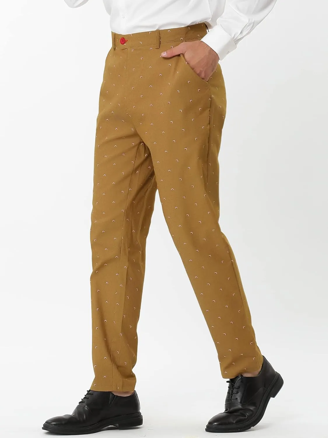 Lars Amadeus Men's Business Trousers Casual Printed Slim Fit Flat Front Chinos Dress Pants