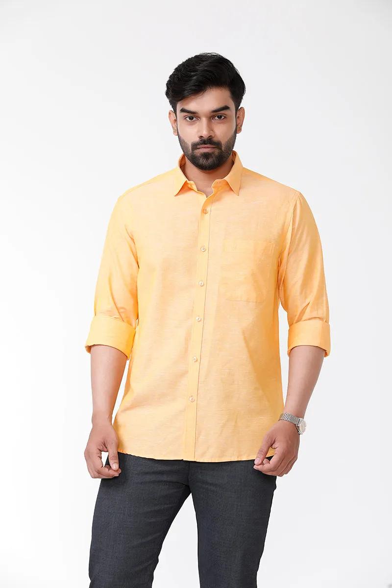 Linen Classic - Orange Yellow Formal Shirts for Mens | Uathayam