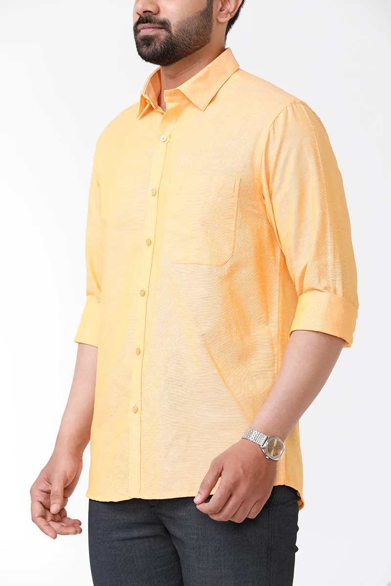 Linen Classic - Orange Yellow Formal Shirts for Mens | Uathayam