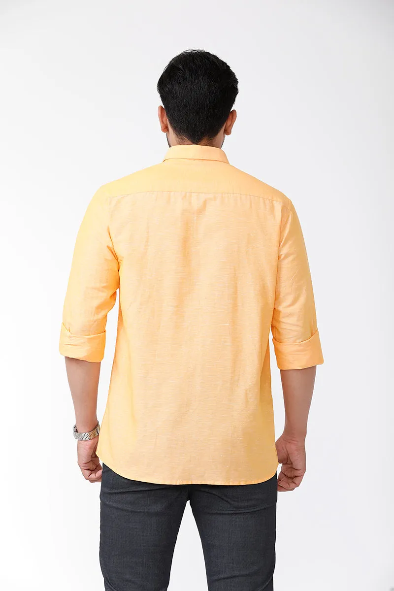 Linen Classic - Orange Yellow Formal Shirts for Mens | Uathayam