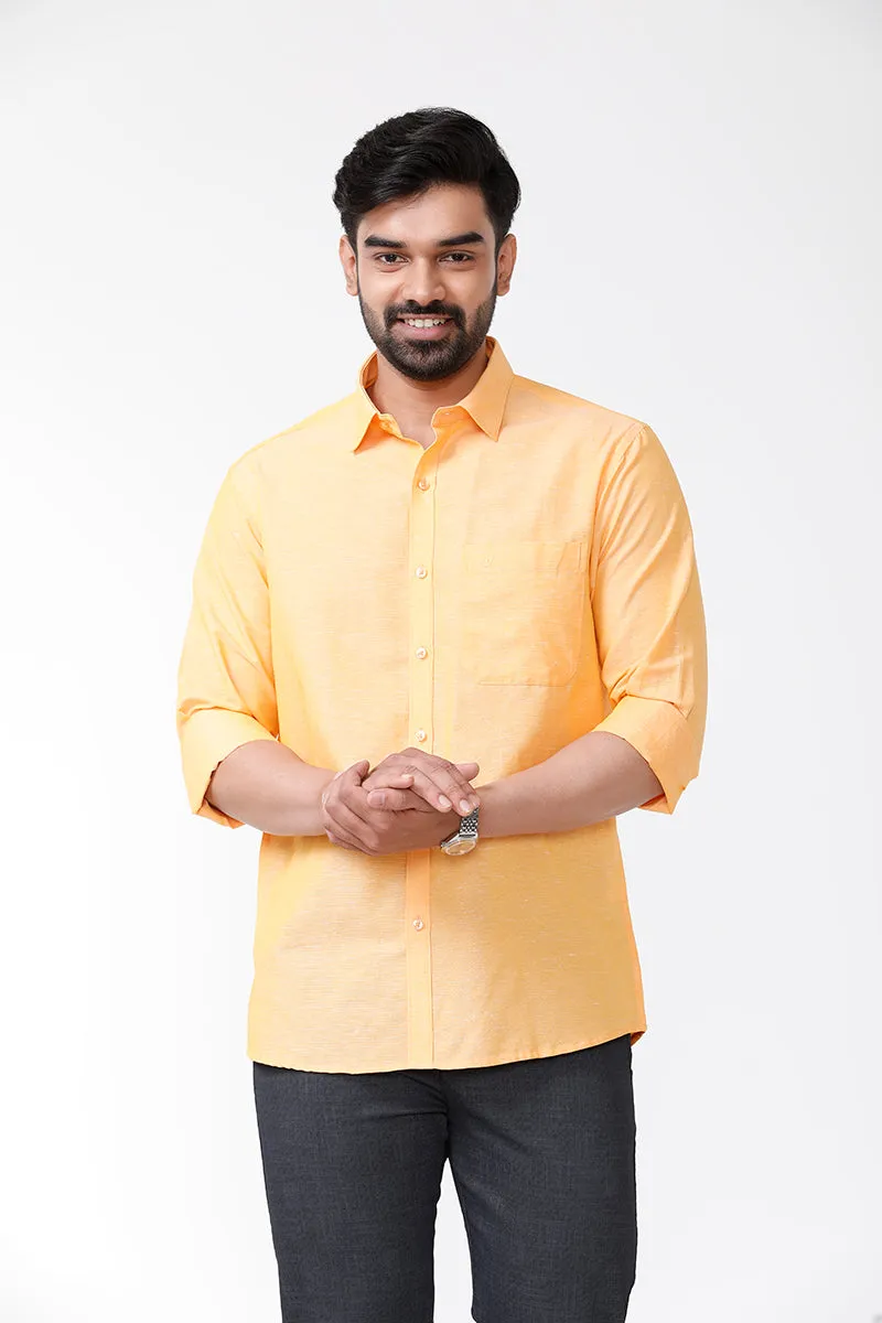 Linen Classic - Orange Yellow Formal Shirts for Mens | Uathayam