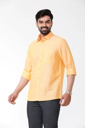 Linen Classic - Orange Yellow Formal Shirts for Mens | Uathayam