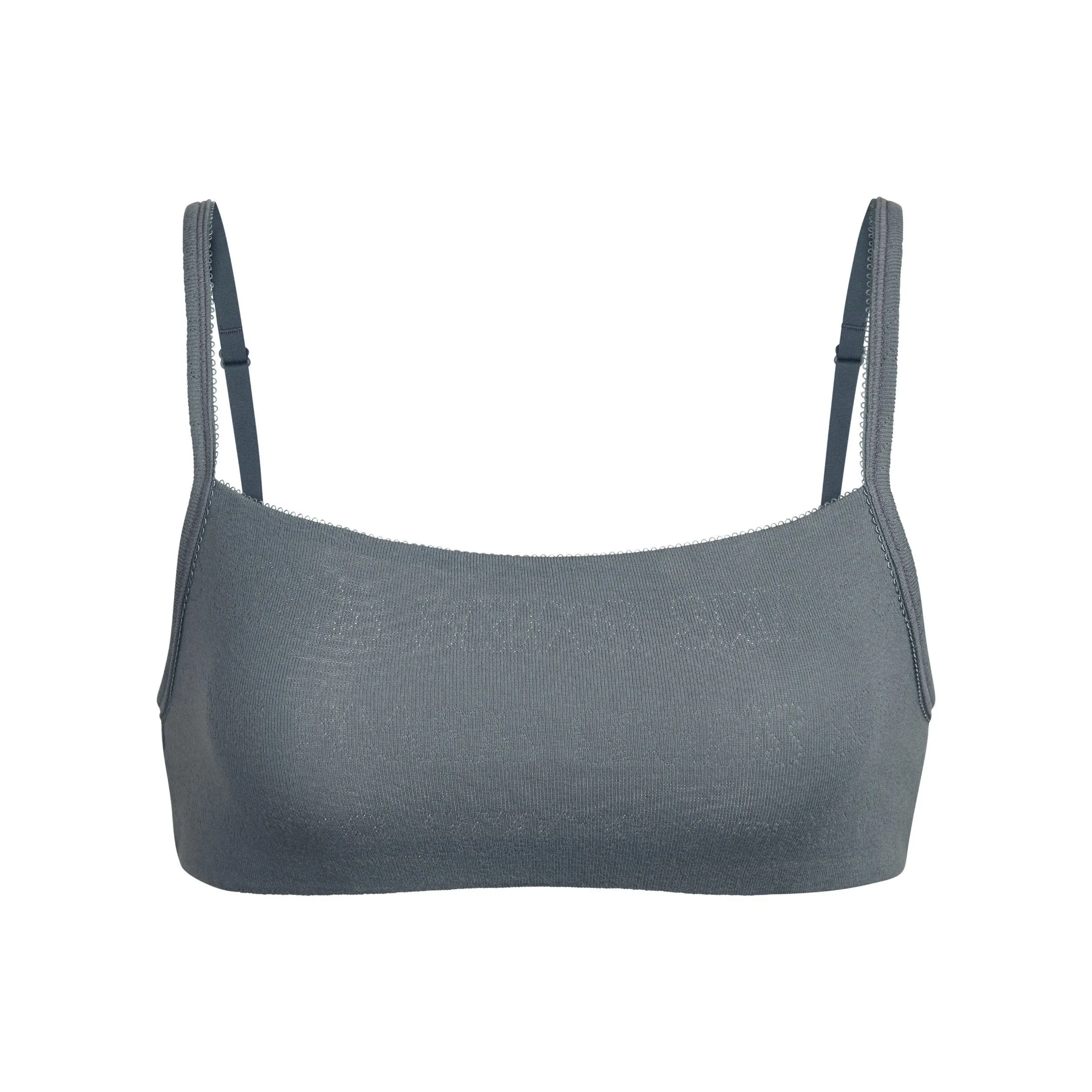 LOGO POINTELLE SCOOP NECK BRALETTE | SLATE