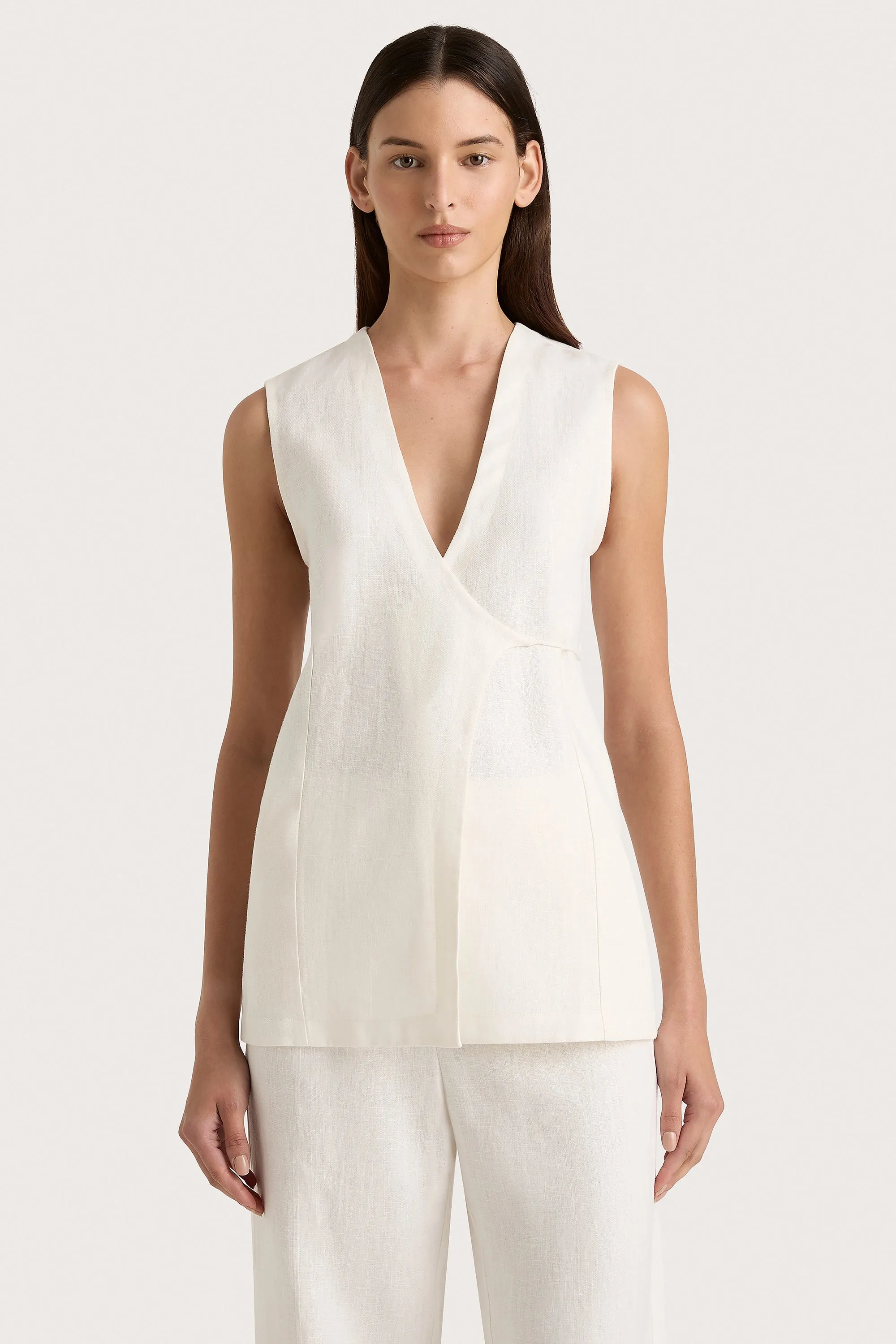 Lulea Wrap Vest White - Final Sale