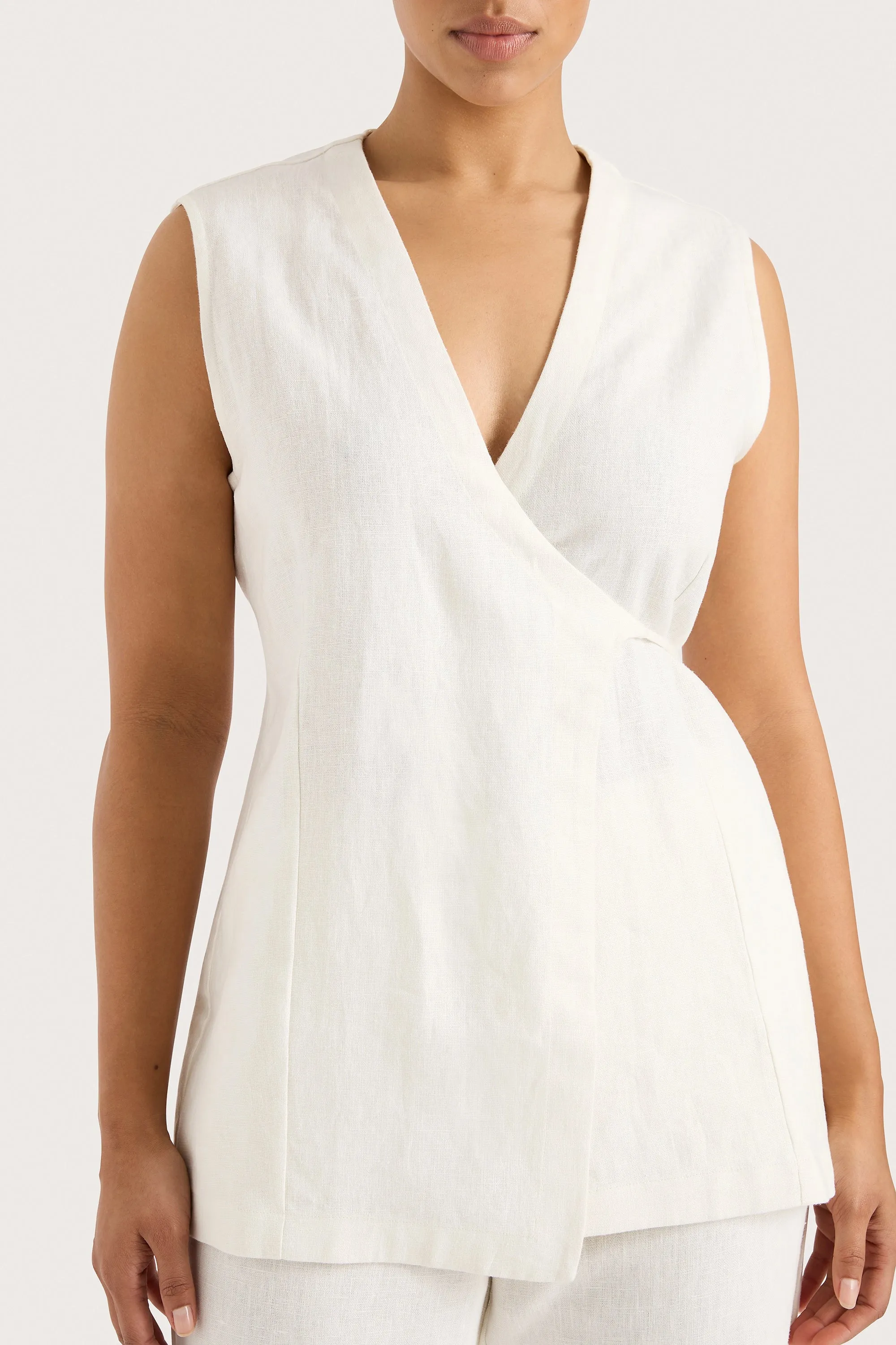 Lulea Wrap Vest White - Final Sale