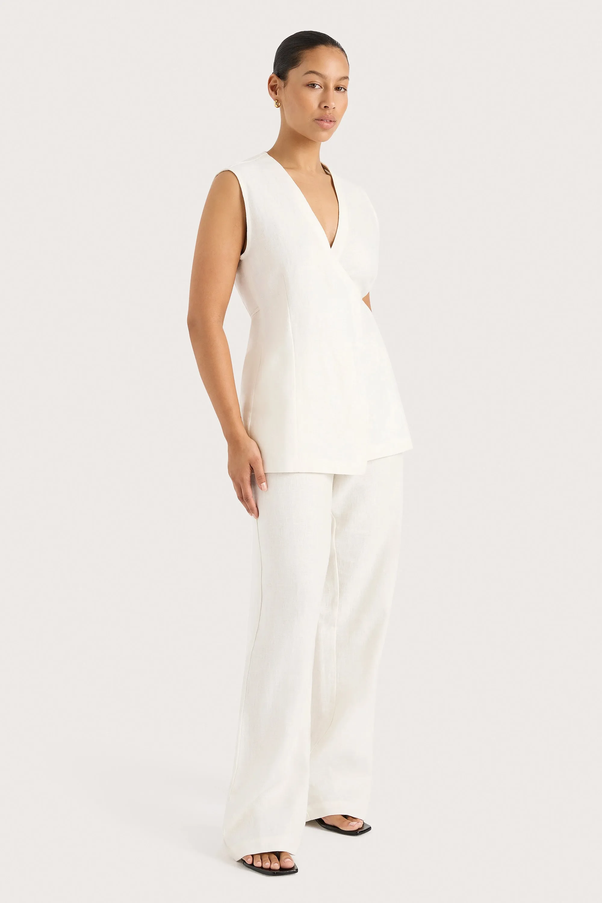 Lulea Wrap Vest White - Final Sale