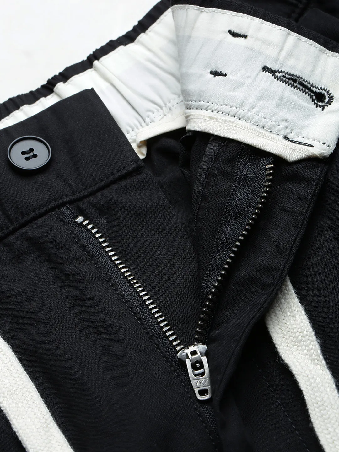 Men Black Relaxed Fit Korean Trousers