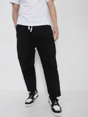 Men Black Relaxed Fit Korean Trousers