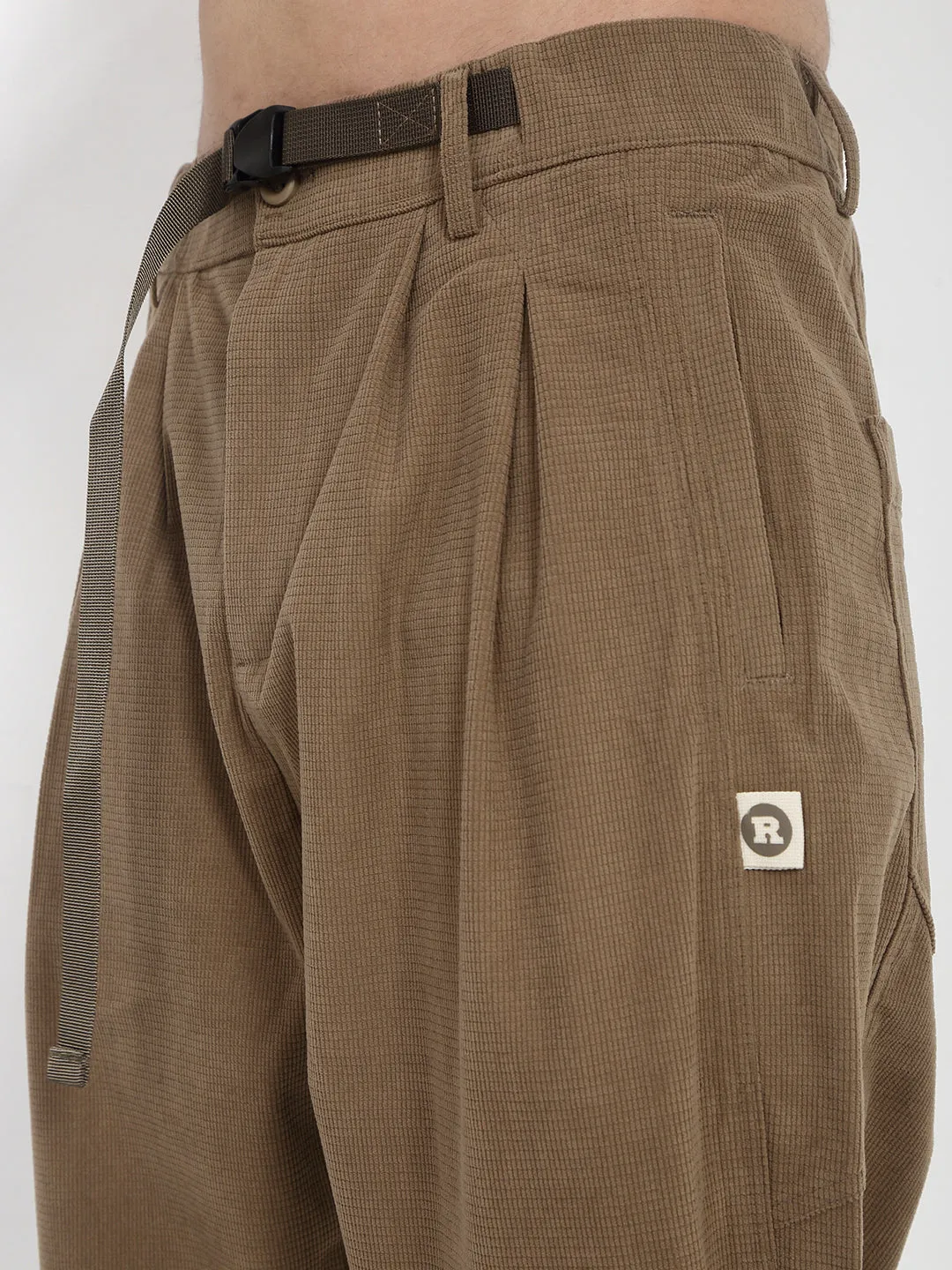 Men Brown Corduroy Relaxed Fit Trousers