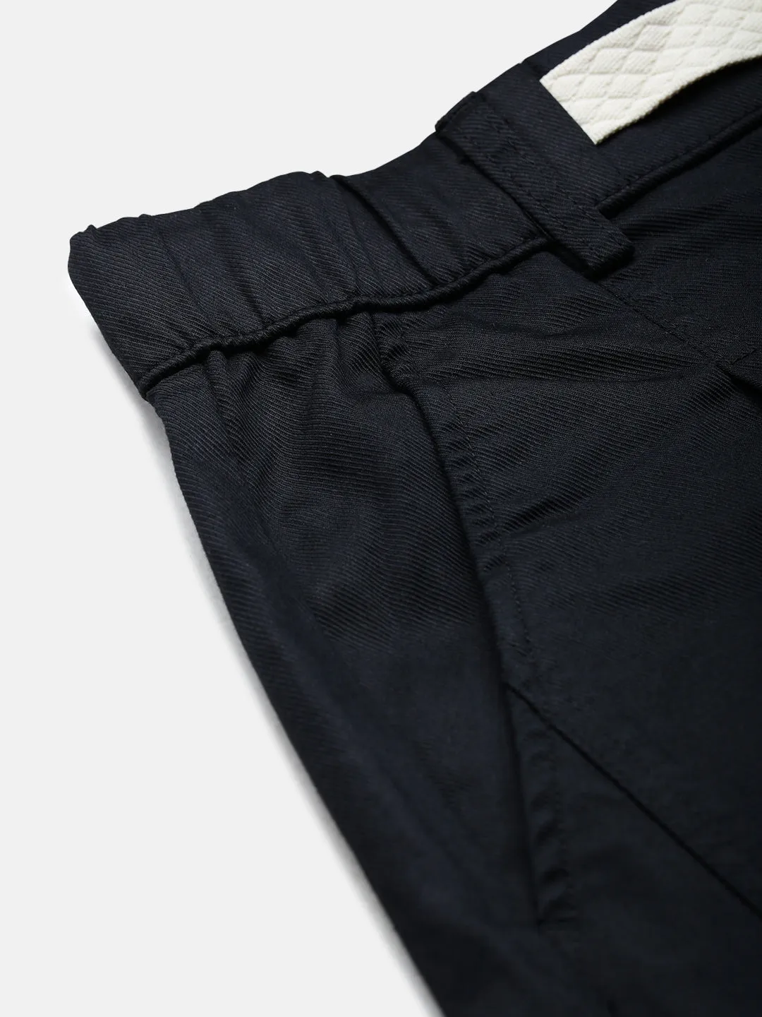 Men Cotton Black Relaxed Fit Trousers