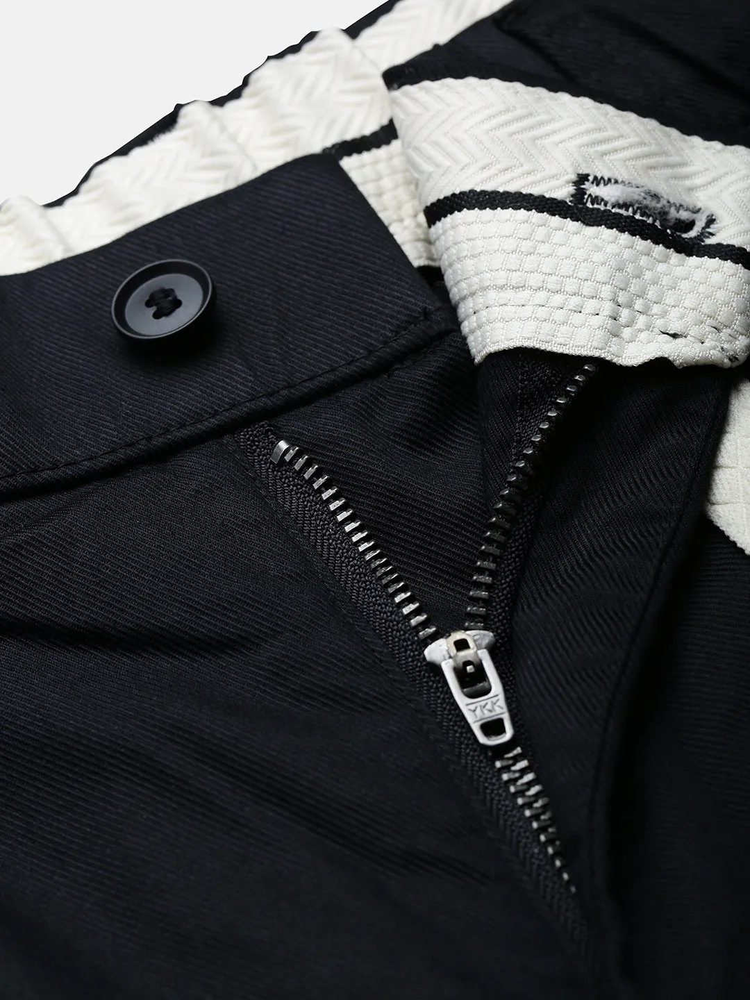 Men Cotton Black Relaxed Fit Trousers