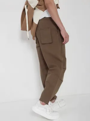 Men Cotton Brown Relaxed Fit Trousers