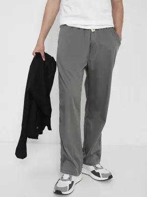 Men Cotton Grey Relaxed Fit Trousers