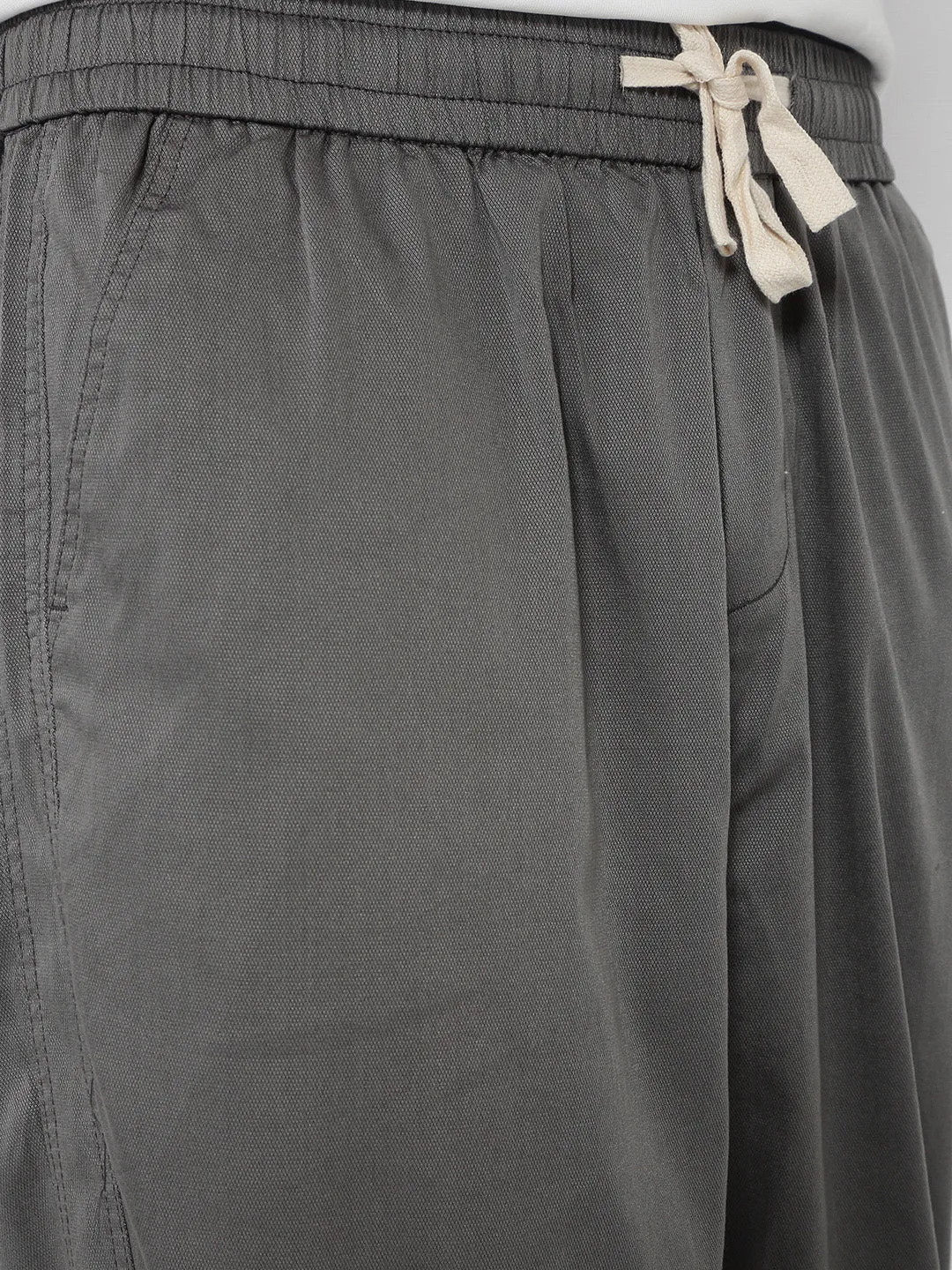 Men Cotton Grey Relaxed Fit Trousers