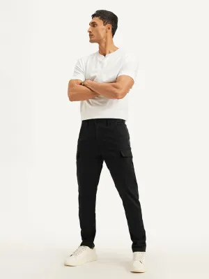 Men's Black Relaxed Fit Cargo Trousers