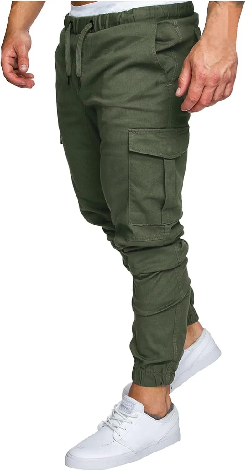 Mens Cargo Sweatpants Relaxed Tooling Multi-pocket Men's Color Men's pants Hiking Sweatpants Casual Athletic Jogger