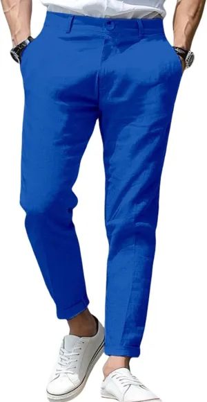 Mens Casual Dress Pants Slim Fit Stretch Flat Front Tapered Dress Pants Business Comfortable Stylish Golf Suit Pants