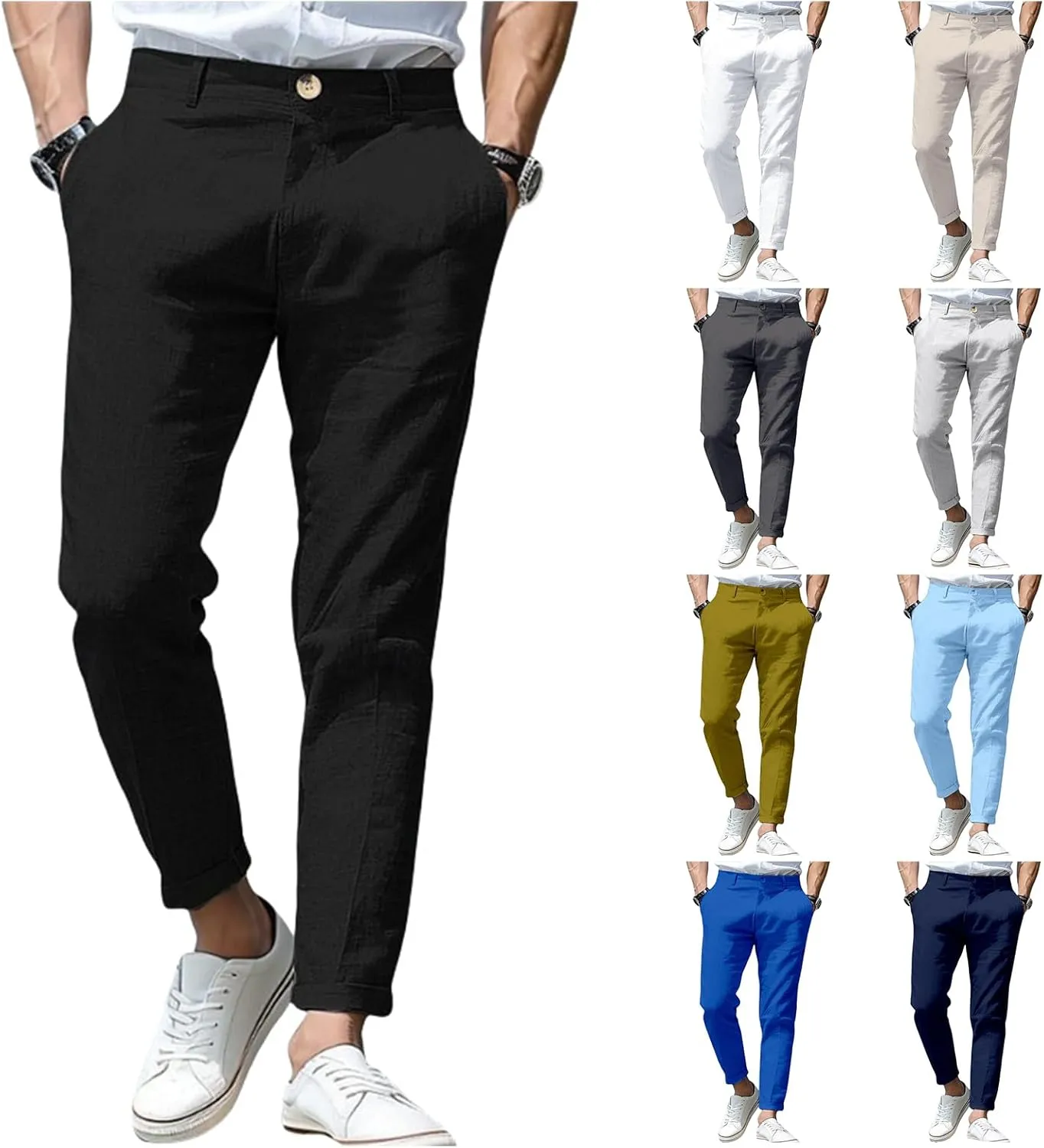 Mens Casual Dress Pants Slim Fit Stretch Flat Front Tapered Dress Pants Business Comfortable Stylish Golf Suit Pants