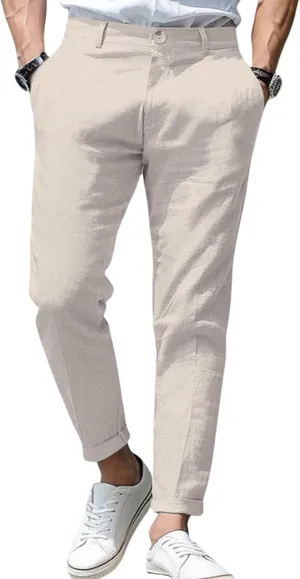Mens Casual Dress Pants Slim Fit Stretch Flat Front Tapered Dress Pants Business Comfortable Stylish Golf Suit Pants